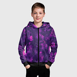 Толстовка на молнии детская Неоновый городок, цвет: 3D-черный — фото 2