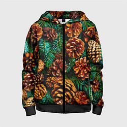 Детская толстовка на молнии Елочные ветки с шишками