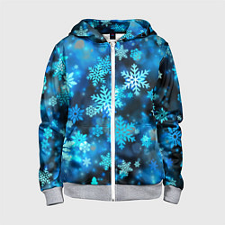 Детская толстовка на молнии Снежный новогодний узор