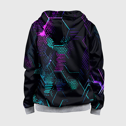 Детская толстовка на молнии Розово-голубые точки и линии на чёрном фоне / 3D-Меланж – фото 2