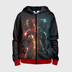 Толстовка на молнии детская Железный Человек - Доктор Дум, цвет: 3D-красный