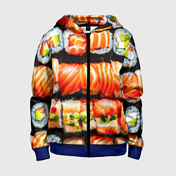 Толстовка на молнии детская Сет роллов, цвет: 3D-синий