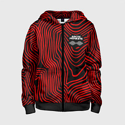 Толстовка на молнии детская Arctic Monkeys - красные линии, цвет: 3D-черный