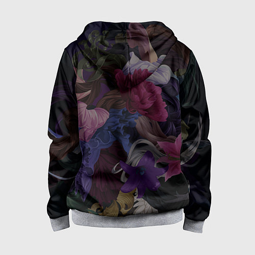 Детская толстовка на молнии Дед мороз в цветах / 3D-Меланж – фото 2