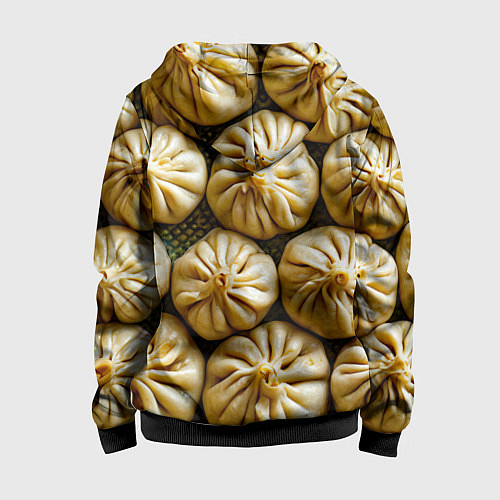 Детская толстовка на молнии Хинкали / 3D-Черный – фото 2