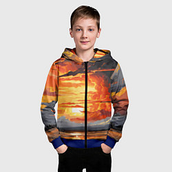 Толстовка на молнии детская Багровый закат, цвет: 3D-синий — фото 2