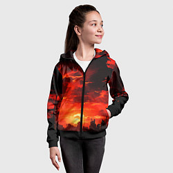 Толстовка на молнии детская Багровый апокалиптический закат, цвет: 3D-черный — фото 2