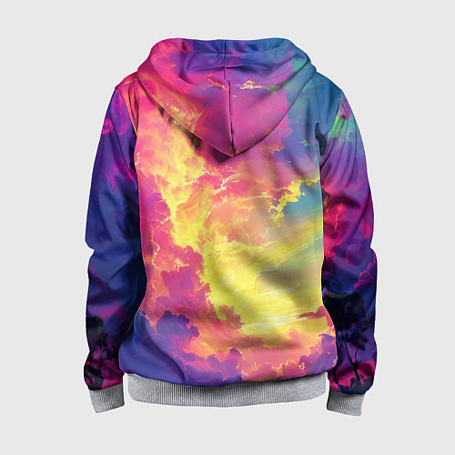 Детская толстовка на молнии Розовые облака на синем небе / 3D-Меланж – фото 2