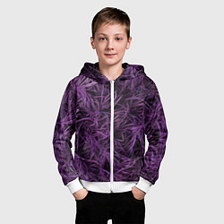 Толстовка на молнии детская Фиолетовая трава на чёрном фоне, цвет: 3D-белый — фото 2