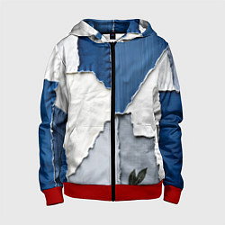 Детская толстовка на молнии Сине-белый пэчворк