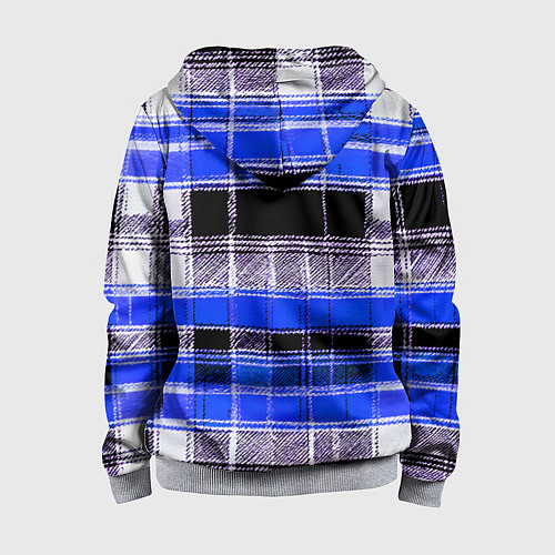 Детская толстовка на молнии Белые полосы на чёрно-синем фоне / 3D-Меланж – фото 2