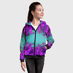 Толстовка на молнии детская Фиолетовое пламя, цвет: 3D-черный — фото 2