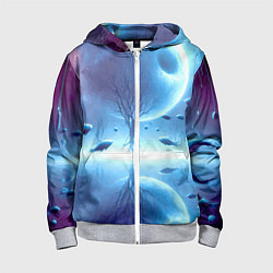 Детская толстовка на молнии Луна и рыбы - нейроарт фантазия