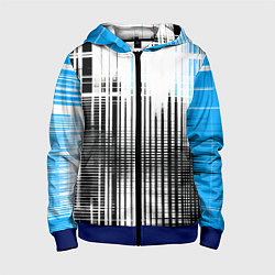 Детская толстовка на молнии Сине-чёрный гранж на белом фоне