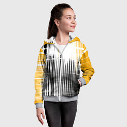 Толстовка на молнии детская Жёлто-чёрный гранж на белом фоне, цвет: 3D-меланж — фото 2