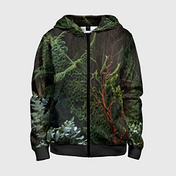 Детская толстовка на молнии Объемные растения в лесу