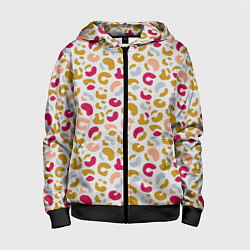 Детская толстовка на молнии Разноцветный леопардовый узор