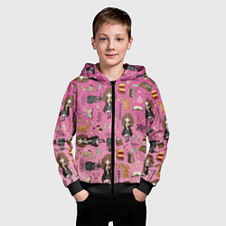 Толстовка на молнии детская Паттерн с Гермионой из Гарри Поттер, цвет: 3D-черный — фото 2