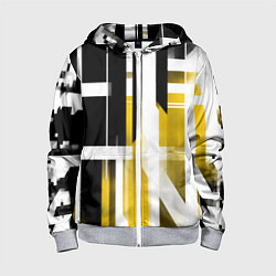 Детская толстовка на молнии Чёрно-жёлтые вертикальные и горизонтальные полосы