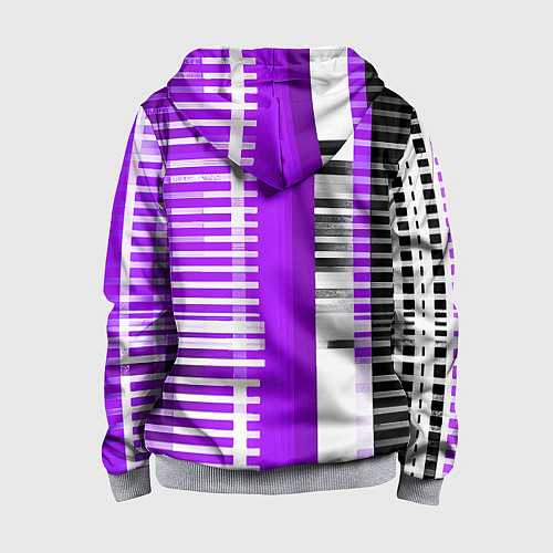 Детская толстовка на молнии Белые полосы на чёрно-фиолетовом фоне / 3D-Меланж – фото 2