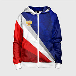 Детская толстовка на молнии Герб России - триколор