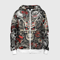 Детская толстовка на молнии Череп в маске Хання