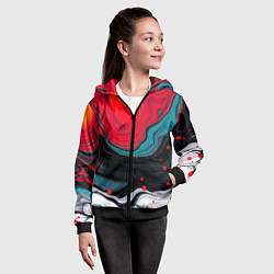 Толстовка на молнии детская Абстракция эбру, цвет: 3D-черный — фото 2