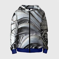 Толстовка на молнии детская Полированный серебряный металл, цвет: 3D-синий