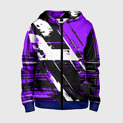 Детская толстовка на молнии Diagonal black and white stripes on a purple backg
