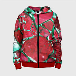 Детская толстовка на молнии Зеленый минерал в красном камне