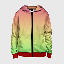 Толстовка на молнии детская Градиент заря розово-зелёный, цвет: 3D-красный
