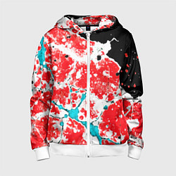 Детская толстовка на молнии Сине красная абстракция на чёрном фоне