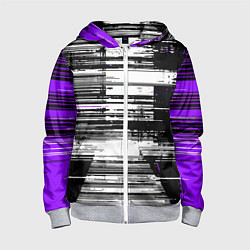 Детская толстовка на молнии Горизонтальные чёрные линии на бело-фиолетовом фон