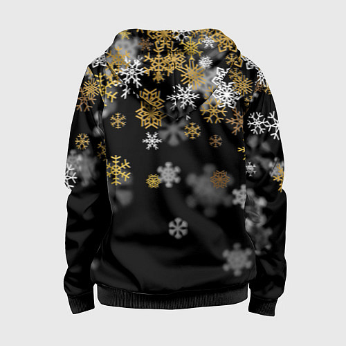 Детская толстовка на молнии Снежинки объемные золотистые / 3D-Черный – фото 2