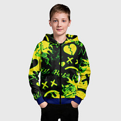 Толстовка на молнии детская Lil Peep кислотные автографы, цвет: 3D-синий — фото 2