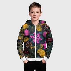 Толстовка на молнии детская Новый год и краски, цвет: 3D-белый — фото 2