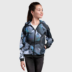 Толстовка на молнии детская Жидкая субстанция серая, цвет: 3D-черный — фото 2