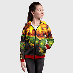 Толстовка на молнии детская Абстракция осколки, цвет: 3D-красный — фото 2