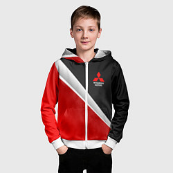 Толстовка на молнии детская Mitsubishi - черный и красный, цвет: 3D-белый — фото 2