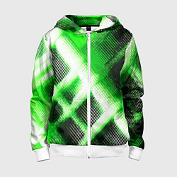 Детская толстовка на молнии Зелёная сеть на чёрном фоне