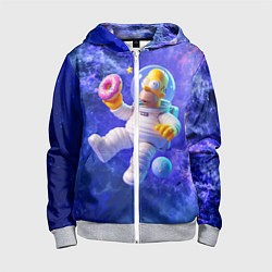 Толстовка на молнии детская Homer Simpson is a brave astronaut, цвет: 3D-меланж