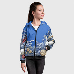 Толстовка на молнии детская Новогодние веточки, цвет: 3D-черный — фото 2