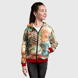 Толстовка на молнии детская Новогодняя атрибутика, цвет: 3D-красный — фото 2