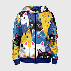 Детская толстовка на молнии Много цветных котиков