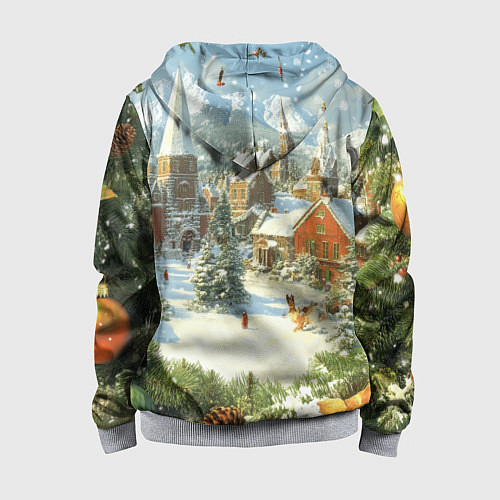 Детская толстовка на молнии Фон рождества / 3D-Меланж – фото 2