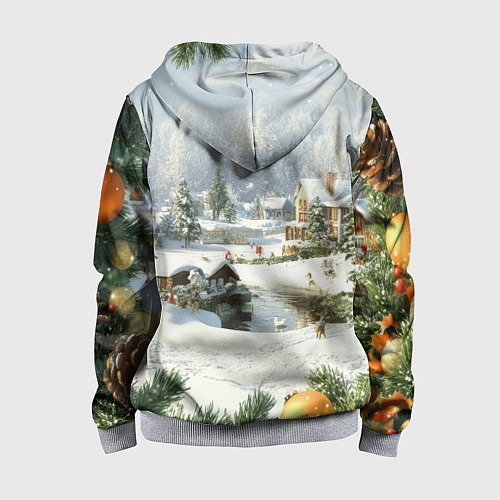 Детская толстовка на молнии Рождественская атмосфсра / 3D-Меланж – фото 2