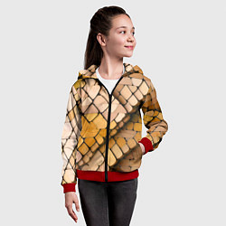Толстовка на молнии детская Жёлтые рельефные плитки, цвет: 3D-красный — фото 2