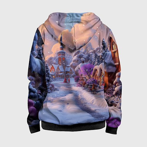 Детская толстовка на молнии Тропинка к новому году / 3D-Черный – фото 2