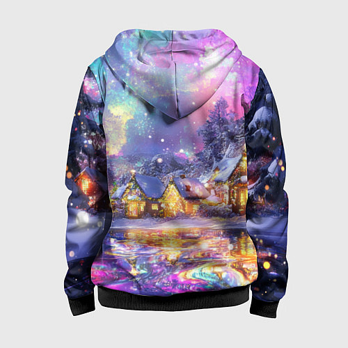 Детская толстовка на молнии Настроение рождества / 3D-Черный – фото 2