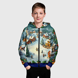 Толстовка на молнии детская Каникулы нового года, цвет: 3D-синий — фото 2